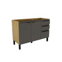 Cozinha Compacta Magnólia com 2 Balcões 4 PT 3 GV Mel e Grafite - 6