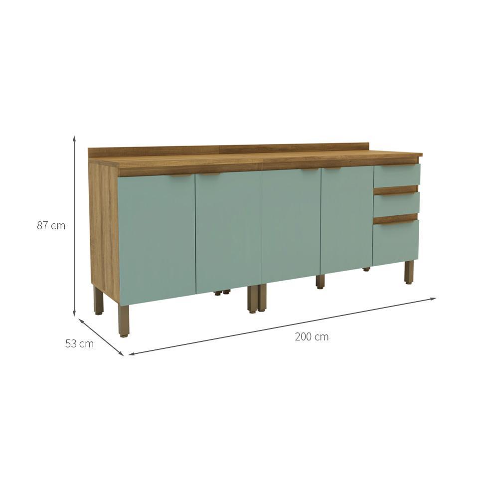 Cozinha Compacta Magnólia com 2 Balcões 4 PT 3 GV Mel e Verde - 3