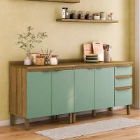 Cozinha Compacta Magnólia com 2 Balcões 4 PT 3 GV Mel e Verde - 1