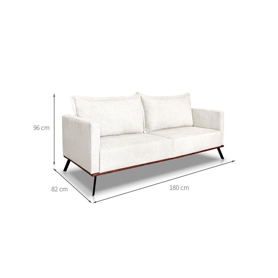 Sofá 3 Lugares Zeus Linho Bouclê Off White 180 cm - 3