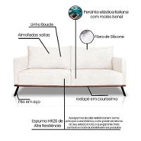 Sofá 3 Lugares Zeus Linho Bouclê Off White 180 cm - 8