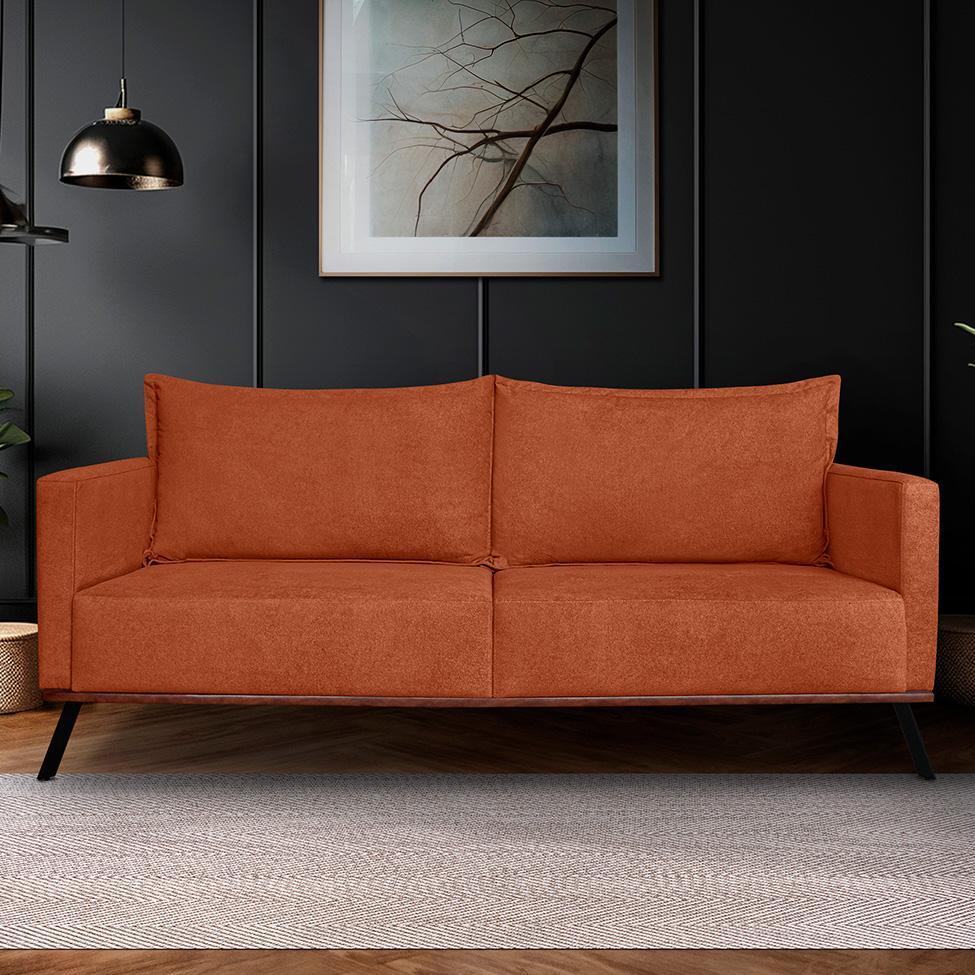 Sofá 3 Lugares Zeus Linho Bouclê Terracota 220 cm - 2