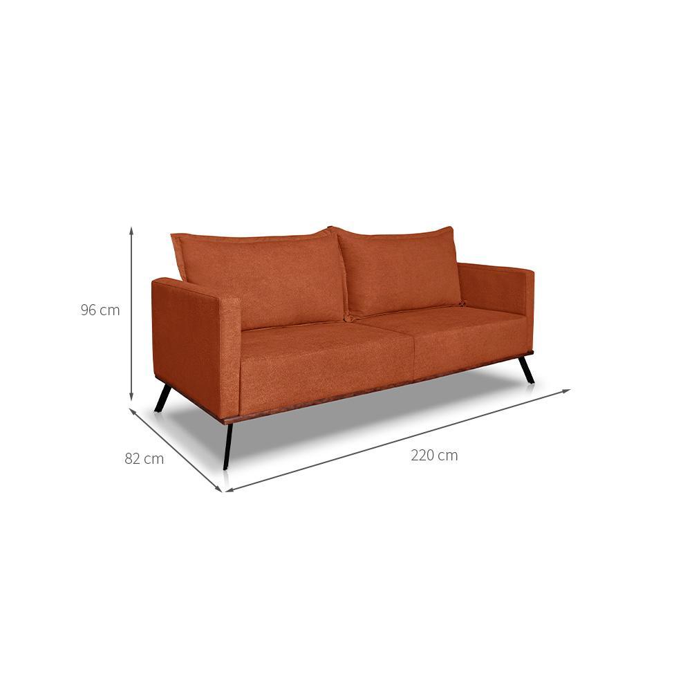 Sofá 3 Lugares Zeus Linho Bouclê Terracota 220 cm - 3