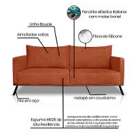 Sofá 3 Lugares Zeus Linho Bouclê Terracota 220 cm - 8