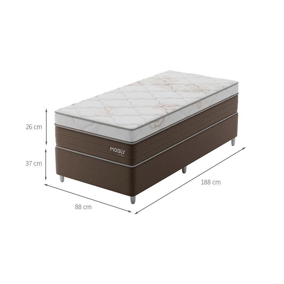 Cama Box Solteiro Londres com Colchão Molas Ensacadas (63x88x188) Marrom e Branca - 3