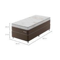 Cama Box Solteiro Londres com Colchão Molas Ensacadas (63x88x188) Marrom e Branca - 3