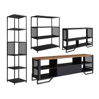 Conjunto para Sala de Estar Paricel com Rack 1 GV, Aparador, Estante 40cm e Estante 77cm Preto - 2