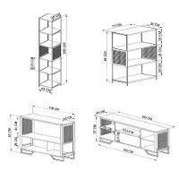 Conjunto para Sala de Estar Paricel com Rack 1 GV, Aparador, Estante 40cm e Estante 77cm Preto - 3