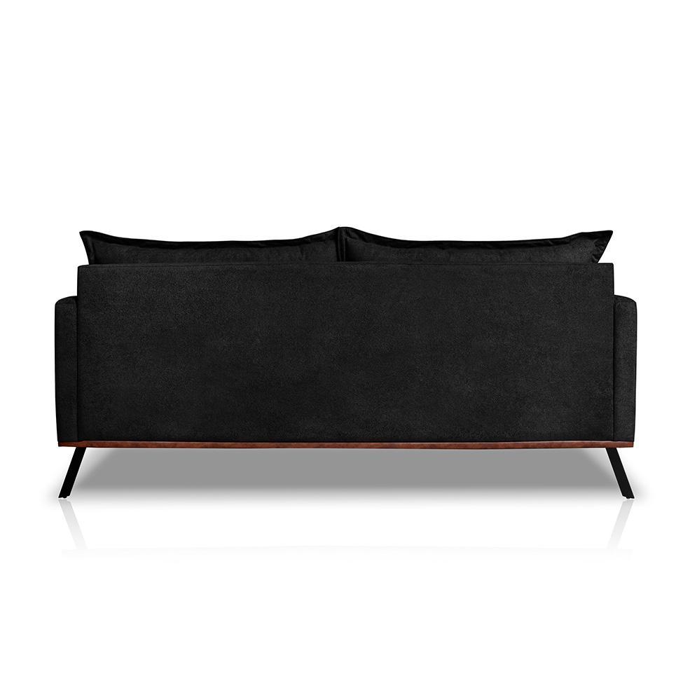 Sofá 3 Lugares Zeus Linho Bouclê Preto 220 cm - 4