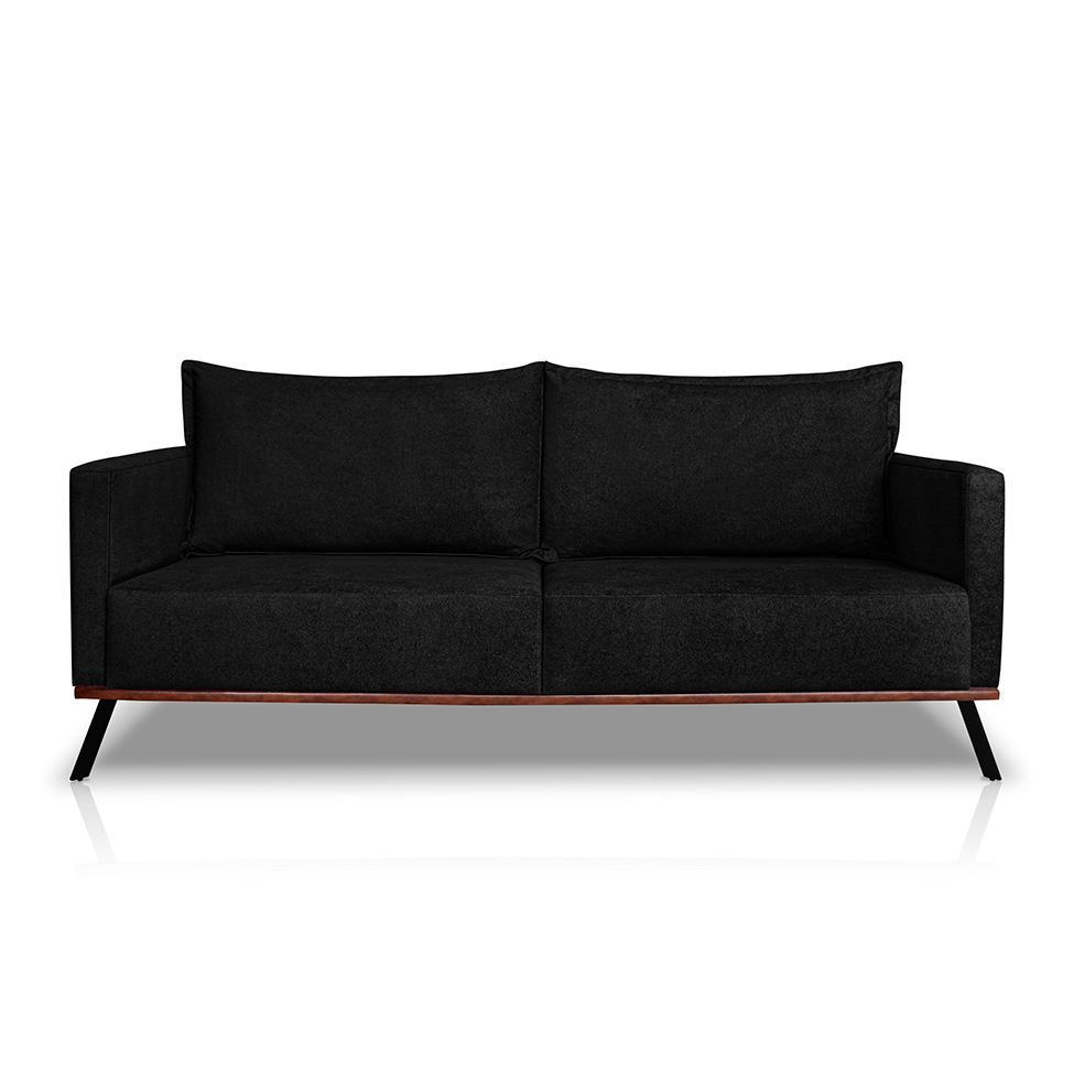 Sofá 3 Lugares Zeus Linho Bouclê Preto 220 cm - 5