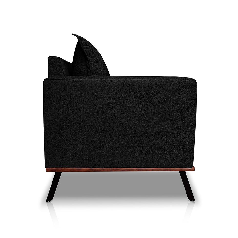 Sofá 3 Lugares Zeus Linho Bouclê Preto 220 cm - 6