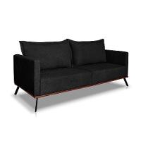 Sofá 3 Lugares Zeus Linho Bouclê Preto 220 cm - 1