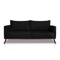 Sofá 3 Lugares Zeus Linho Bouclê Preto 220 cm - 5