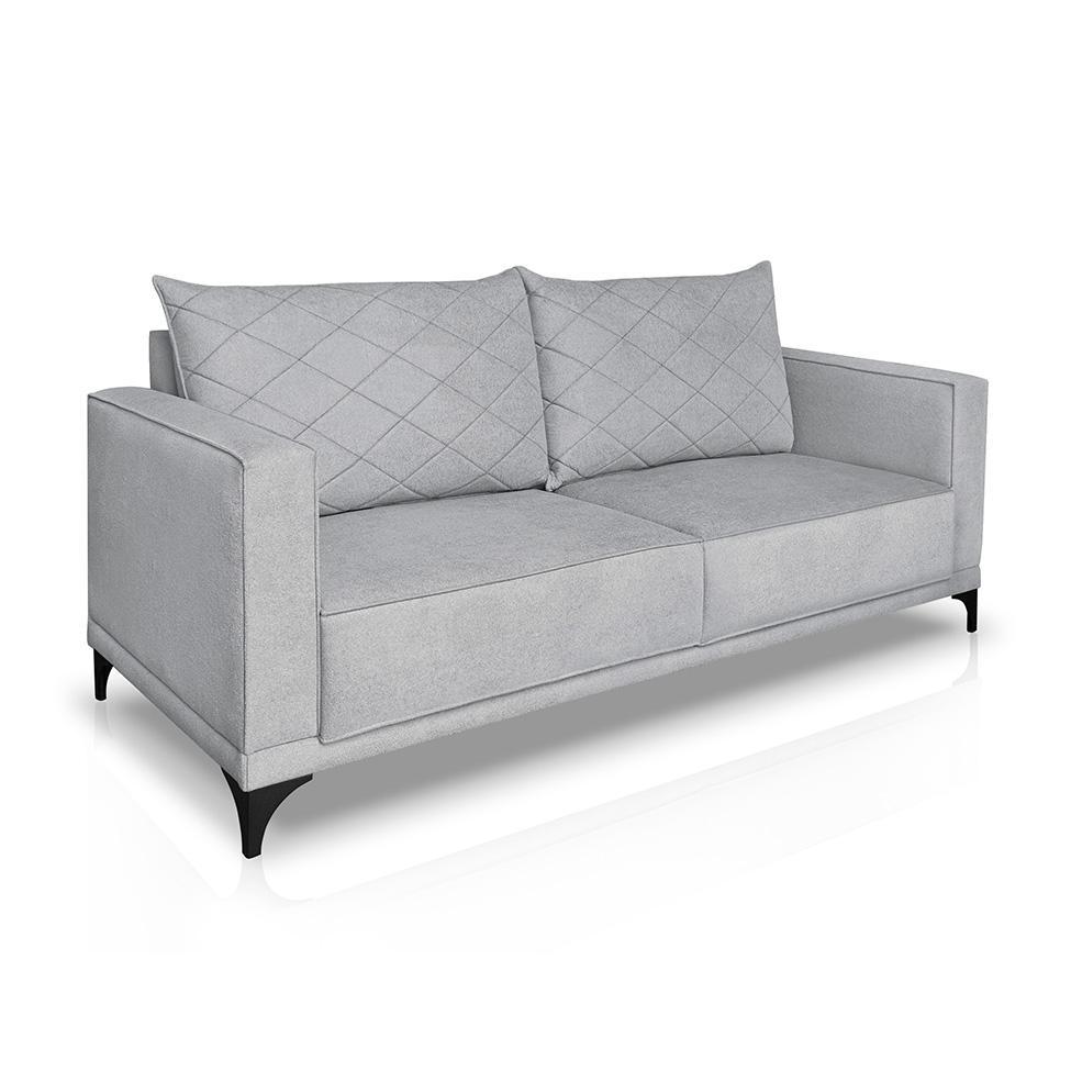 Sofá 2 Lugares Eros Linho Bouclê Cinza Claro 160 cm - 1