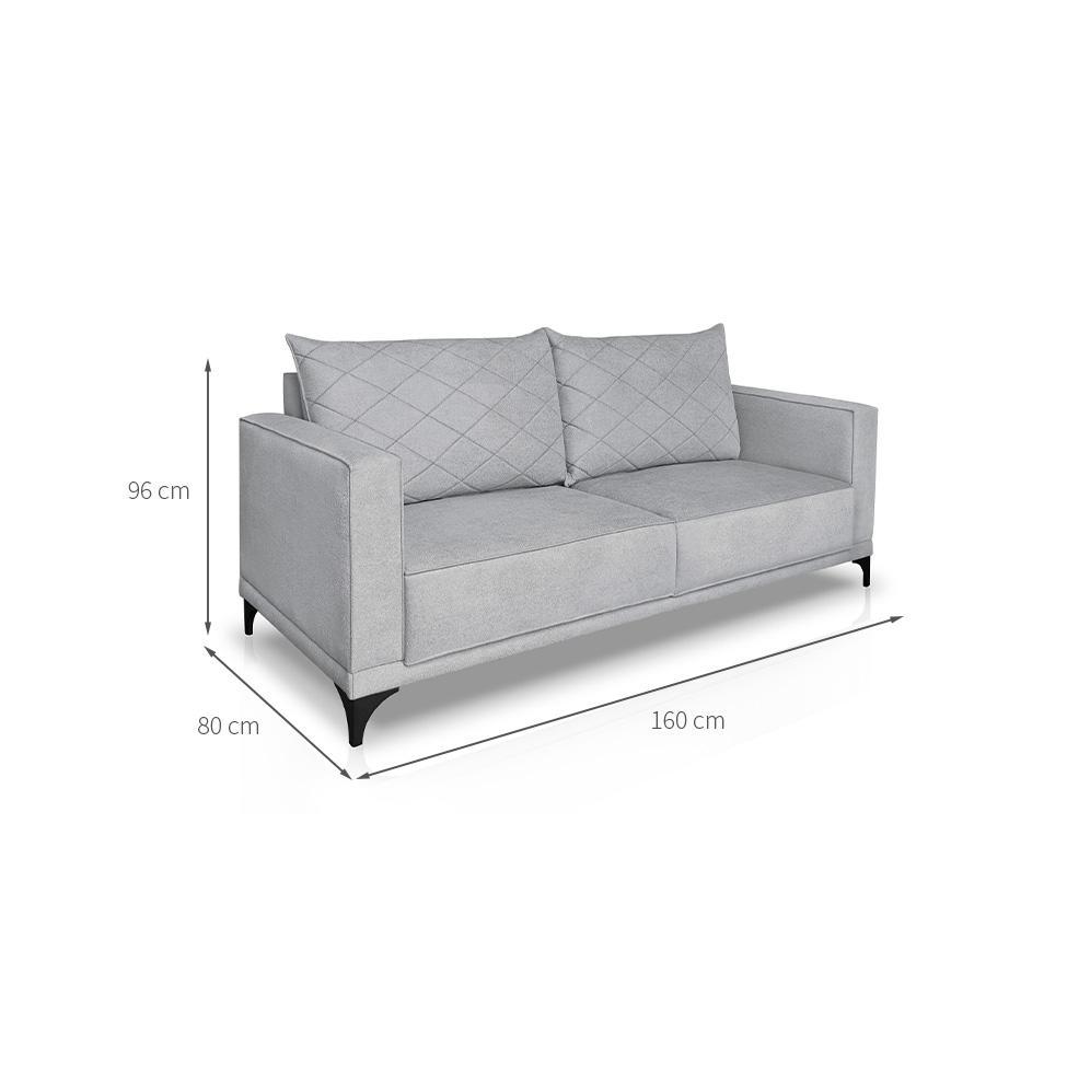 Sofá 2 Lugares Eros Linho Bouclê Cinza Claro 160 cm - 3