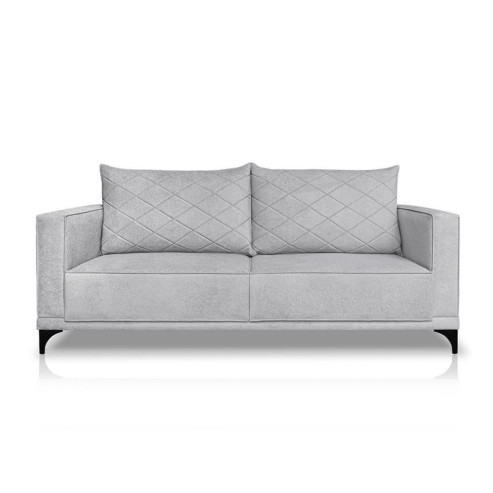 Sofá 2 Lugares Eros Linho Bouclê Cinza Claro 160 cm - 4