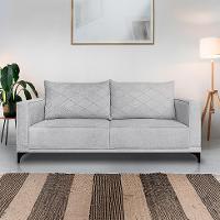 Sofá 2 Lugares Eros Linho Bouclê Cinza Claro 160 cm - 2