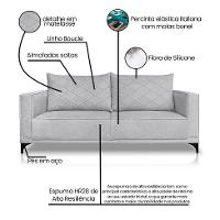 Sofá 2 Lugares Eros Linho Bouclê Cinza Claro 160 cm - 8