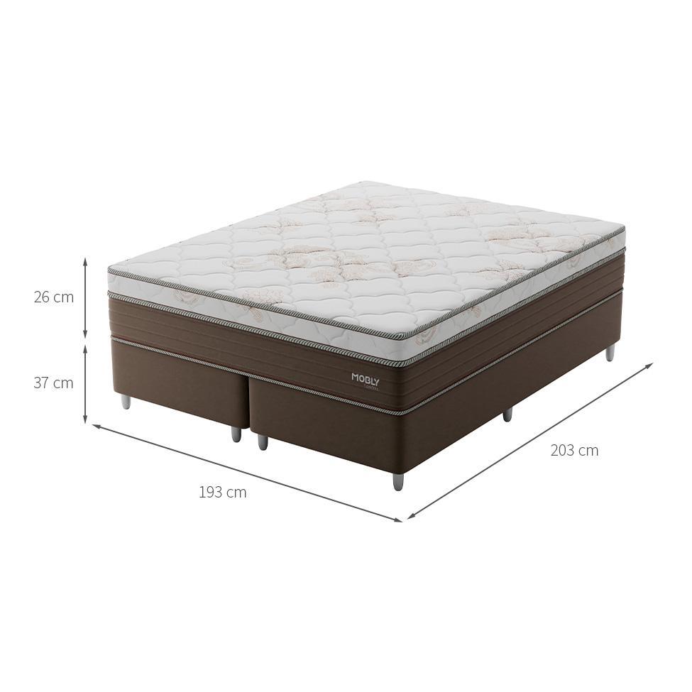 Cama Box King Londres com Colchão Molas Ensacadas (63x193x203) Marrom e Branca - 3