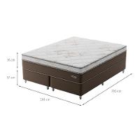 Cama Box King Londres com Colchão Molas Ensacadas (63x193x203) Marrom e Branca - 3