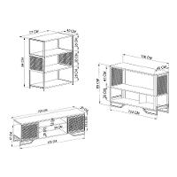 Conjunto para Sala de Estar Paricel com Rack 2 PT, Aparador e Estante 77cm Preto e Mel - 3