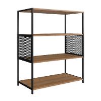 Conjunto para Sala de Estar Paricel com Rack 2 PT, Aparador e Estante 77cm Preto e Mel - 6