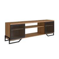 Conjunto para Sala de Estar Paricel com Rack 2 PT, Aparador e Estante 77cm Preto e Mel - 8