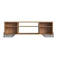 Conjunto para Sala de Estar Paricel com Rack 2 PT, Aparador e Estante 77cm Preto e Mel - 10