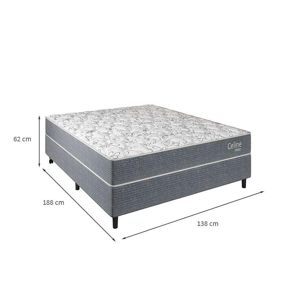 Cama Box com Cabeceira e Colchão Casal Celine Molas Ensacadas (62x138x188) Cinza - 3