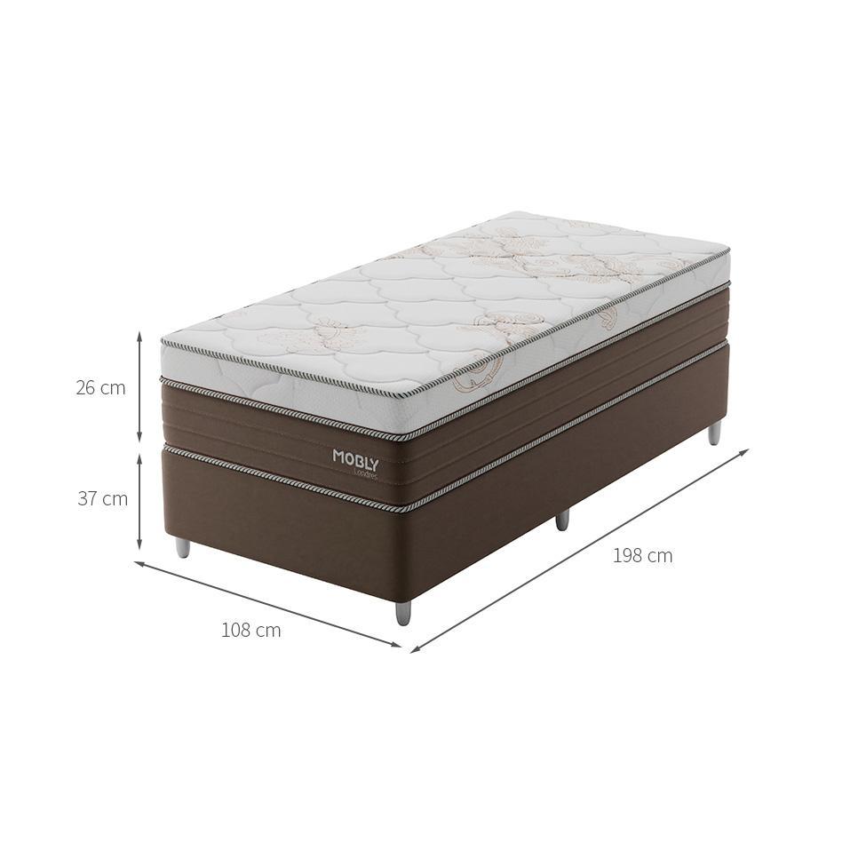 Cama Box Solteirão Londres com Colchão Molas Ensacadas (63x108x198) Marrom e Branca - 3