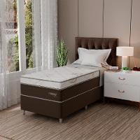 Cama Box Solteirão Londres com Colchão Molas Ensacadas (63x108x198) Marrom e Branca - 2