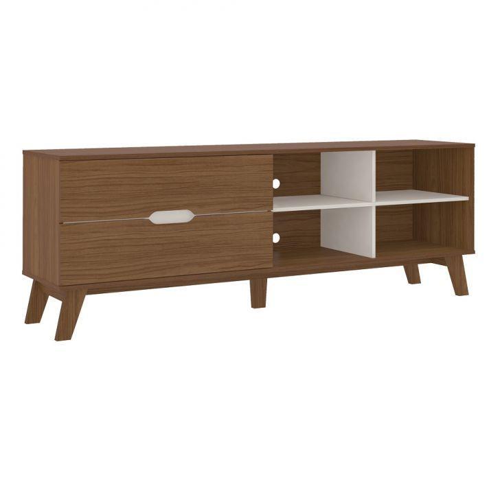 Conjunto para Sala de Estar Verona com Rack 2 GV, Mesa de Centro e Mesa Lateral Cedro e Off White - 4