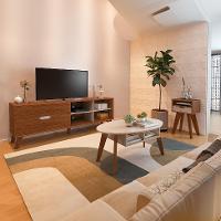 Conjunto para Sala de Estar Verona com Rack 2 GV, Mesa de Centro e Mesa Lateral Cedro e Off White - 1