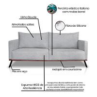 Sofá 3 Lugares Zeus Linho Bouclê Cinza Claro 200 cm - 7