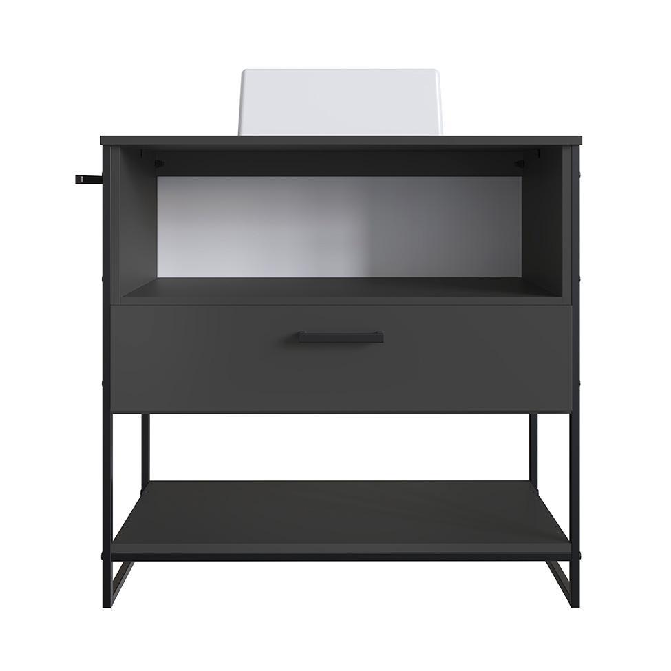 Conjunto de Gabinete de Banheiro Paricel 1 PT e 1 GV com Cuba Ametista Branca e Espelheira Angel 1 PT Preto e Grafite - 5