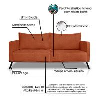 Sofá 3 Lugares Zeus Linho Bouclê Terracota 180 cm - 8