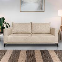 Sofá 3 Lugares Eros Linho Bouclê Bege 220 cm - 2