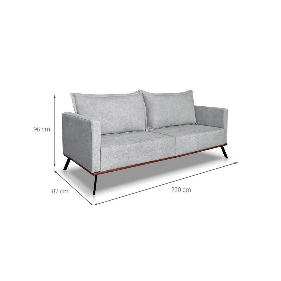 Sofá 3 Lugares Zeus Linho Bouclê Cinza Claro 220 cm - 3