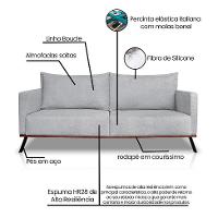 Sofá 3 Lugares Zeus Linho Bouclê Cinza Claro 220 cm - 8