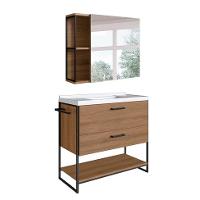 Conjunto de Gabinete de Banheiro com Lavatório Stela 1 PT e 1 GV e Espelheira Angel 1 PT Preto e Mel - 2