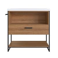 Conjunto de Gabinete de Banheiro com Lavatório Stela 1 PT e 1 GV e Espelheira Angel 1 PT Preto e Mel - 5