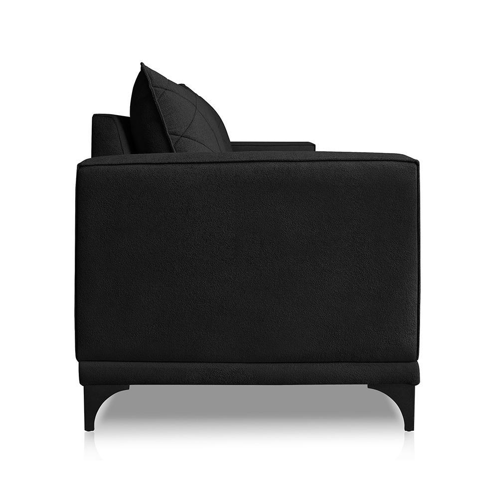Sofá 2 Lugares Eros Linho Bouclê Preto 160 cm - 4