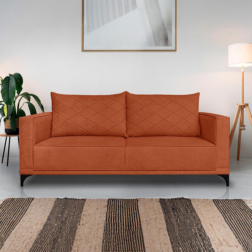 Sofá 3 Lugares Eros Linho Bouclê Terracota 180 cm - 2