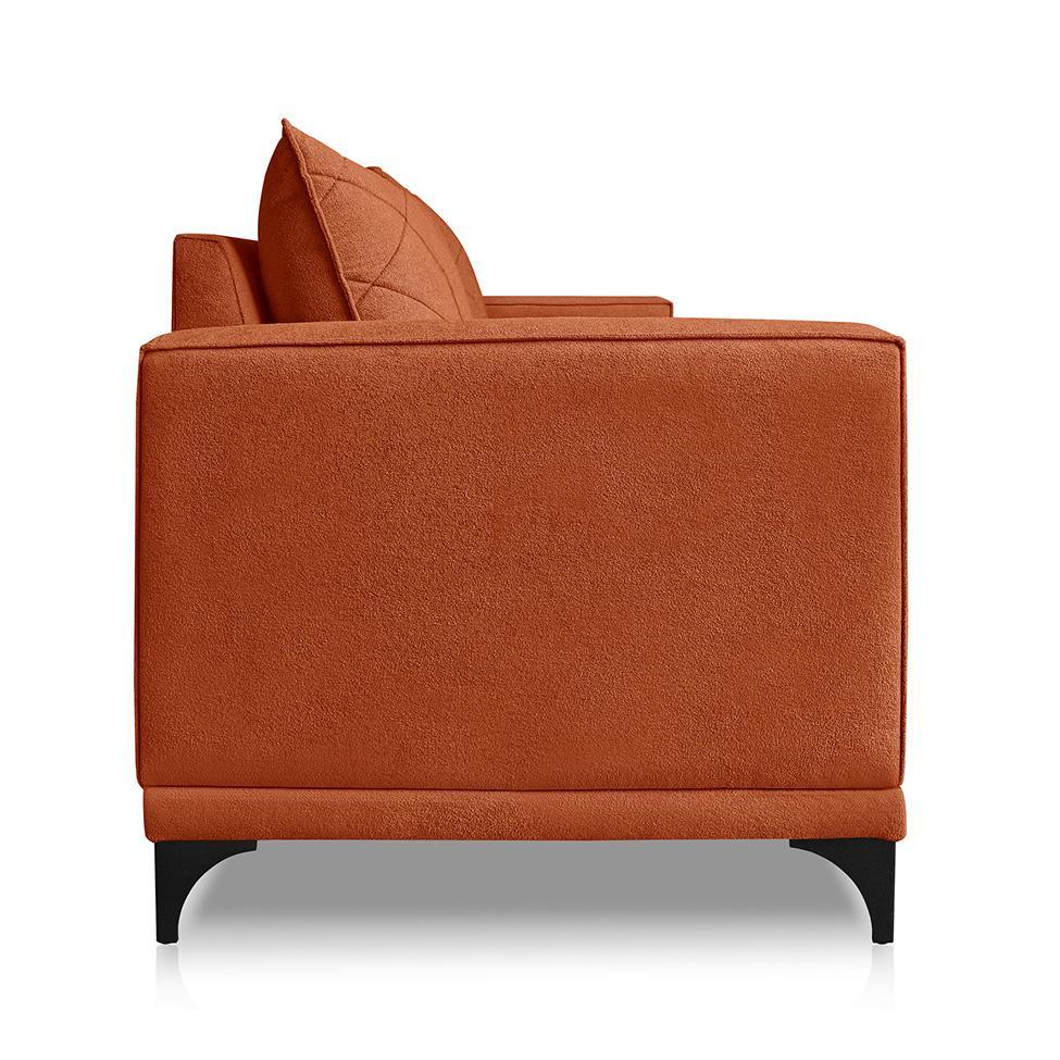 Sofá 3 Lugares Eros Linho Bouclê Terracota 180 cm - 4