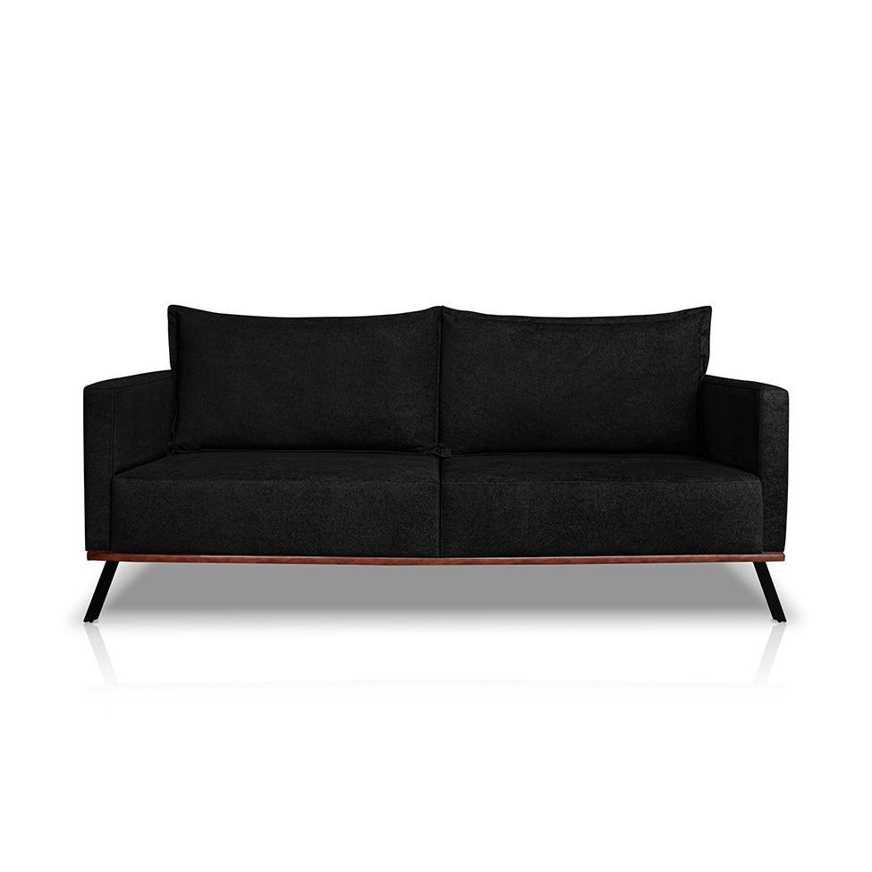 Sofá 2 Lugares Zeus Linho Bouclê Preto 160 cm - 7
