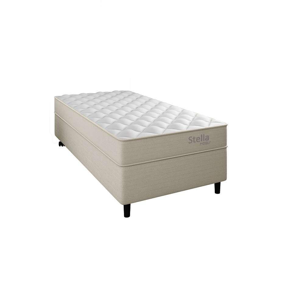 Cama Box com Cabeceira e Colchão Solteiro Stella Molas Ensacadas (60x88x188) Bege - 2