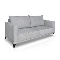 Sofá 3 Lugares Eros Linho Bouclê Cinza Claro 200 cm - 1