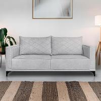 Sofá 3 Lugares Eros Linho Bouclê Cinza Claro 200 cm - 2