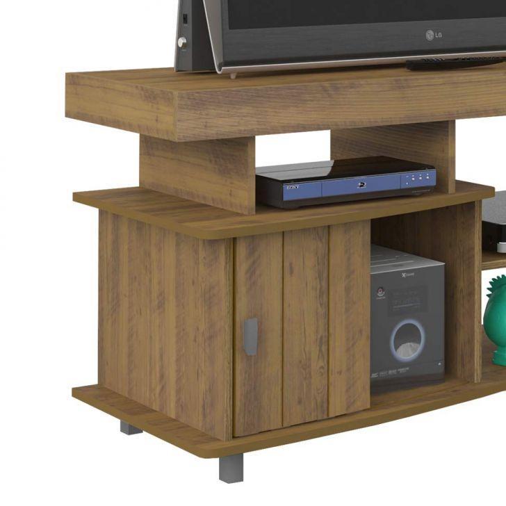 Conjunto para Sala de Estar Royal com Rack, Mesa de Centro e Mesa Lateral Pinho e Off White - 5