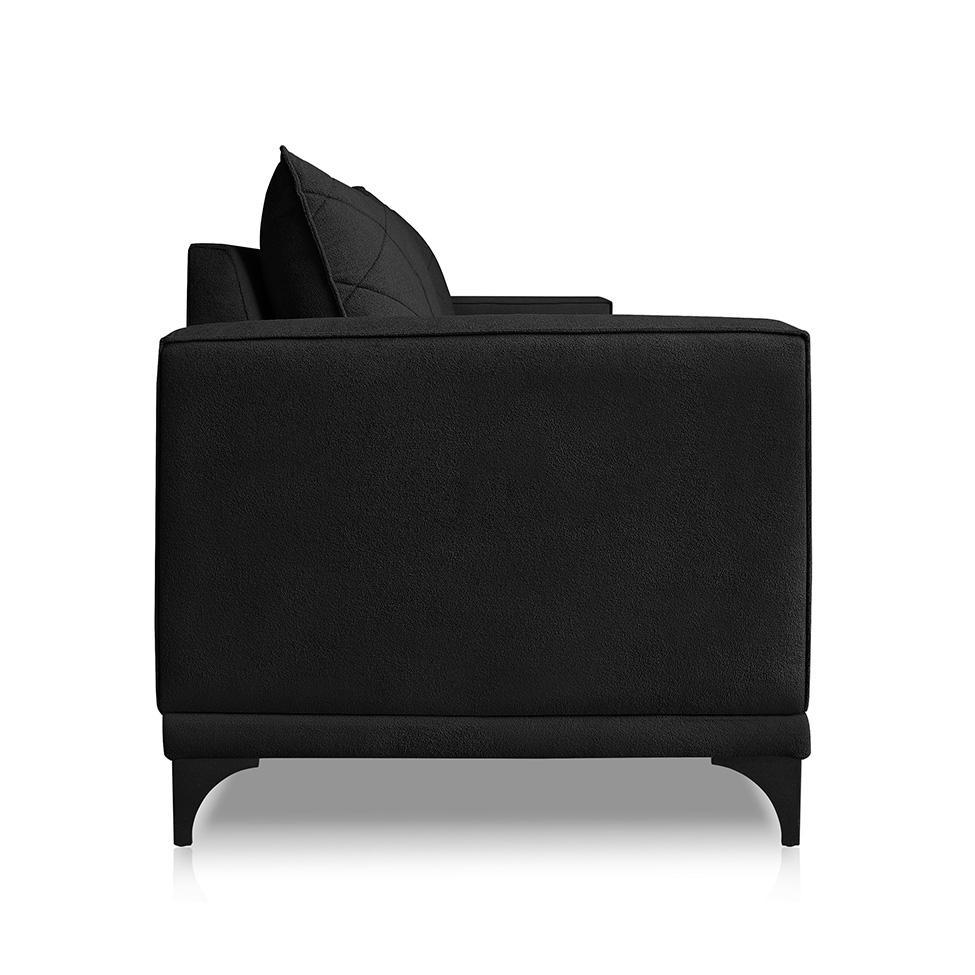 Sofá 3 Lugares Eros Linho Bouclê Preto 200 cm - 4